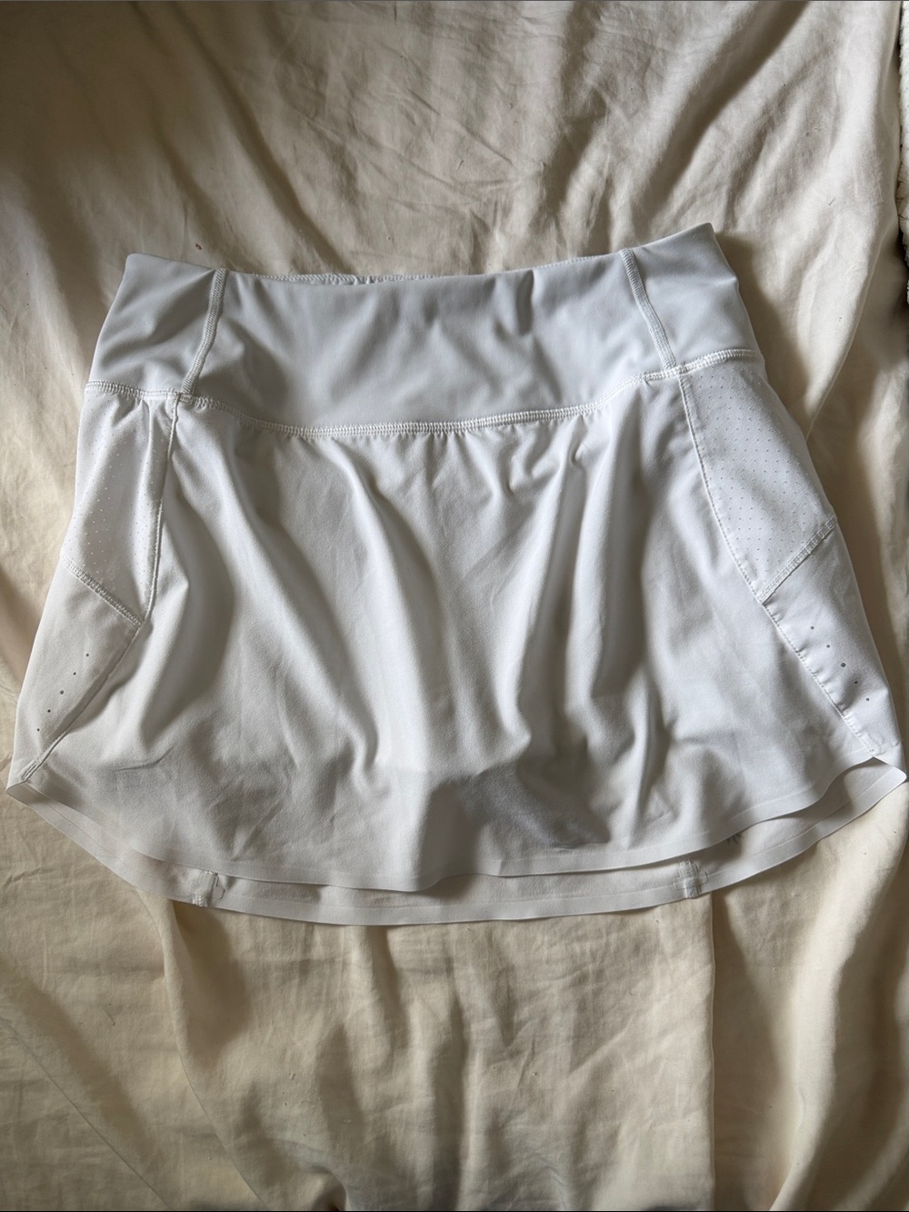 White Athletic Tennis Skort with Pocket Details